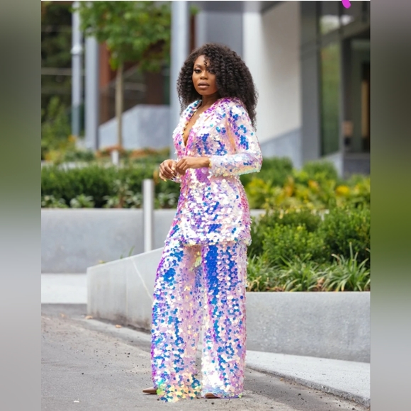 Pants - Multicolor Sequin Pant Suit